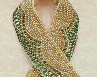 Vintage Faux Pearl Bib Collar, 1950s Beaded Necklace, Baar & Beards