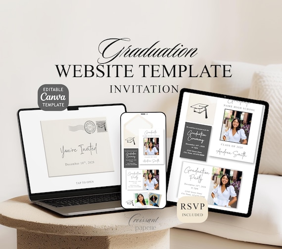 Class of 2026 Graduation Party Invitation Website Template with RSVP Editable Canva Website 2026 High School Grad Digital Invitation