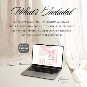 Pink Bow Baby Shower Website Template with RSVP, Editable Canva Website, Pink Bow Digital Invitation Pink Ribbon Coquette Girl Baby Shower