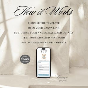 We Can Bearly Wait Baby Shower Website Template with RSVP, Editable Canva Website, Teddy Bear Invite, Digital Invitation