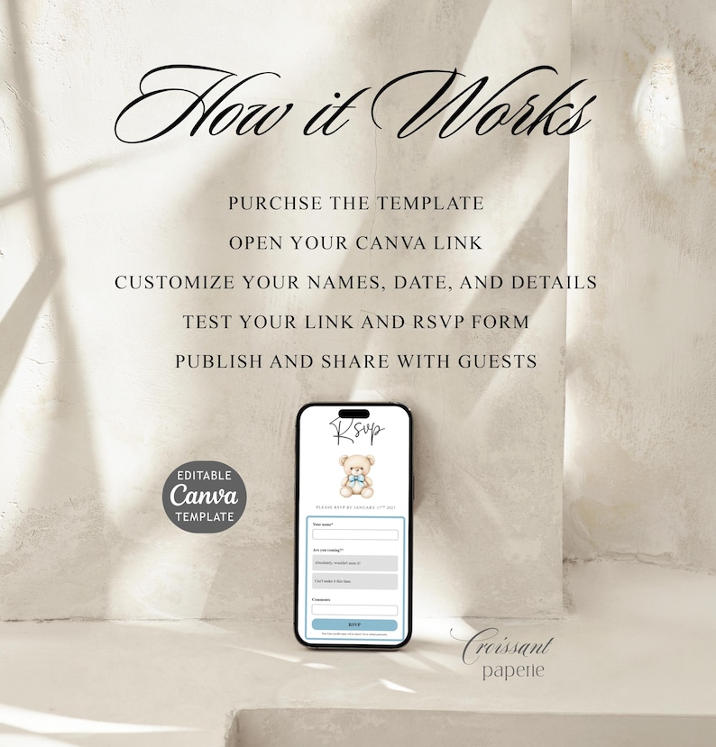 We Can Bearly Wait Baby Shower Website Template with RSVP, Editable Canva Website, Teddy Bear Invite, Digital Invitation