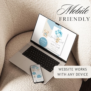 We Can Bearly Wait Baby Shower Website Template with RSVP, Editable Canva Website, Teddy Bear Invite, Digital Invitation