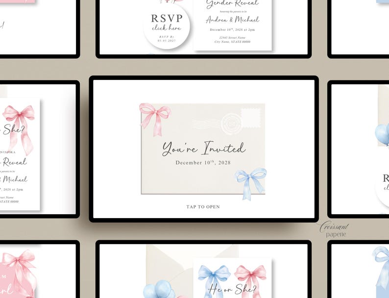 Gender Reveal Digital Invitation, He or She Website Template with RSVP, Editable Canva Website, He or She Baby Shower Invite, Digital Invitation Boy or Girl Reveal