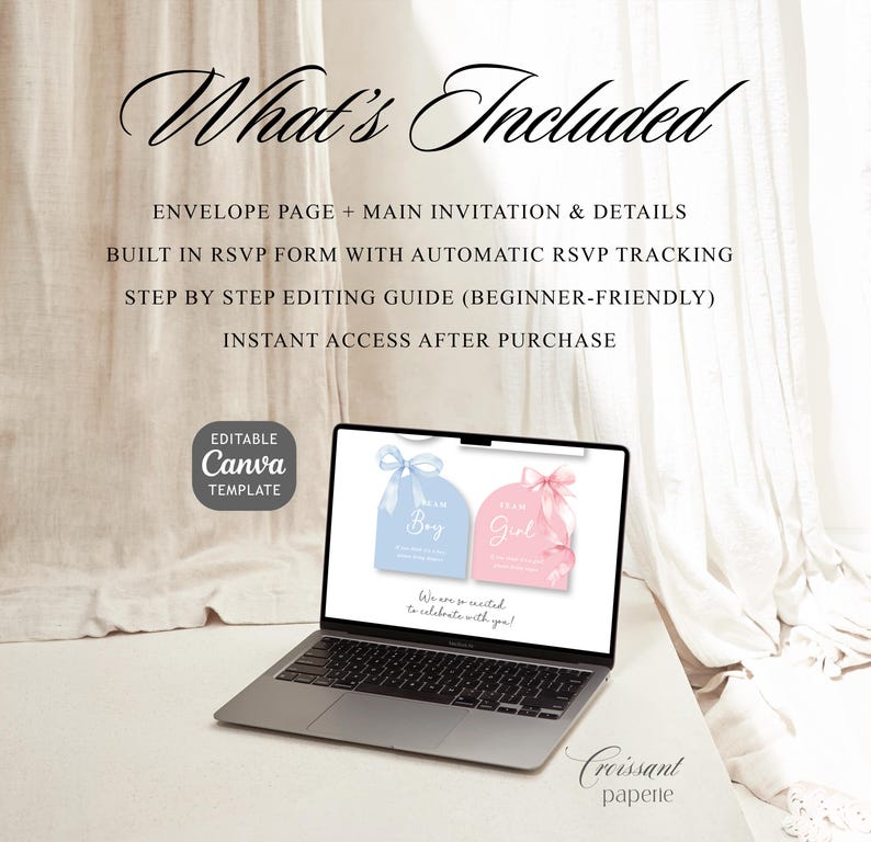 Gender Reveal Digital Invitation, He or She Website Template with RSVP, Editable Canva Website, He or She Baby Shower Invite, Digital Invitation Boy or Girl Reveal