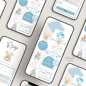 We Can Bearly Wait Baby Shower Website Template with RSVP, Editable Canva Website, Teddy Bear Invite, Digital Invitation