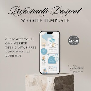 We Can Bearly Wait Baby Shower Website Template with RSVP, Editable Canva Website, Teddy Bear Invite, Digital Invitation