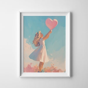 Valentines Day Red Pink Heart Print Valentines Wall Art Vintage Valentines Day Decor Romantic Wall Art Valentines Day Gift For Her Art