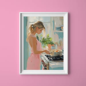 1950s Housewife Art Print: Culinary Pastel Morning (Digital File)