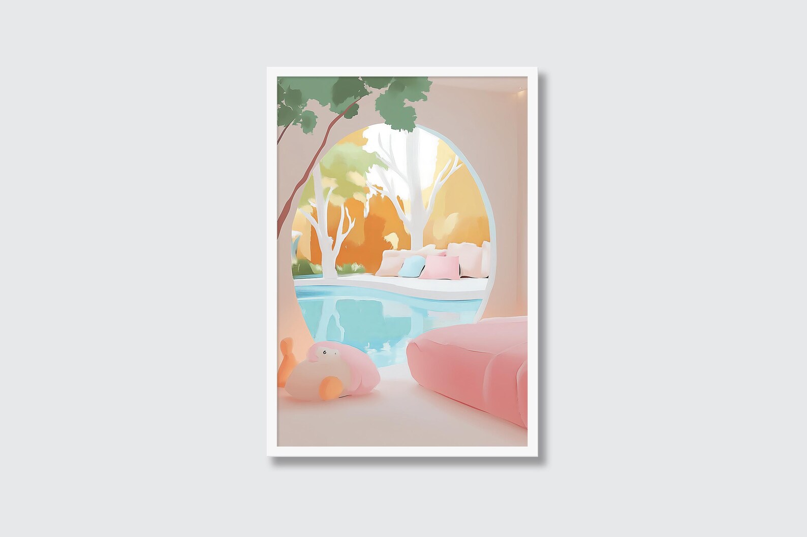 Pastel Pool Front, Dreamy Living Room Art, Teenage Room Decor, Dreamy ...