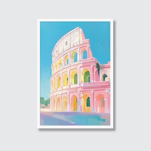 Pastel of Iconic Colosseum of Rome | Roman Architecture, Vintage Rome Print, Rome Cityscape, Famous Landmarks, Colosseum, Historical Artwork