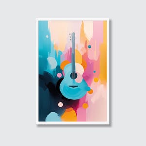 Pastel Guitar Art Print: Abstract Music Room Decor (Digital File)