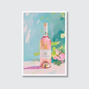 Vintage Wine Bottle Painting | Wine Poster, Wine Cellar Art, Vintage Wine Print, Wine Bottle Art, White Wine Painting, Wine Oil Painting