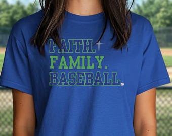 Selbst ""Faith Familie Baseball"" T-Shirt | Unisex Glaube-basierte Baseball-Bekleidung