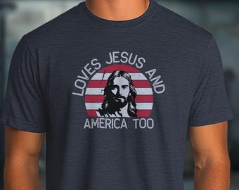 Unisex "Lieben Jesus und Amerika auch" Shirt | Christian Apparel, Unabhängigkeitstag T-Shirt