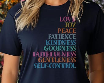 Fruits of the Spirit Christian Shirt Bible Verse Shirt Jesus Christian Apparel Christian Gym Wear Christian Clothing Love Joy Peace Kindness