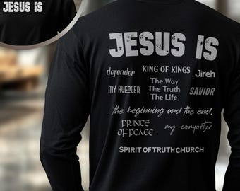 Personalisierbares Langarm-Shirt Unisex christliche Kleidung, Namen von Jesus T-Shirt