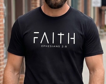 Camiseta "Fe" de Efesios 2:8 / Ropa cristiana unisex, camiseta con versículo bíblico