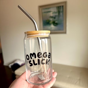 omegaverse mpreg omega slick glass cup with straw fanfiction merch anime manga fandom ao3 wattpad