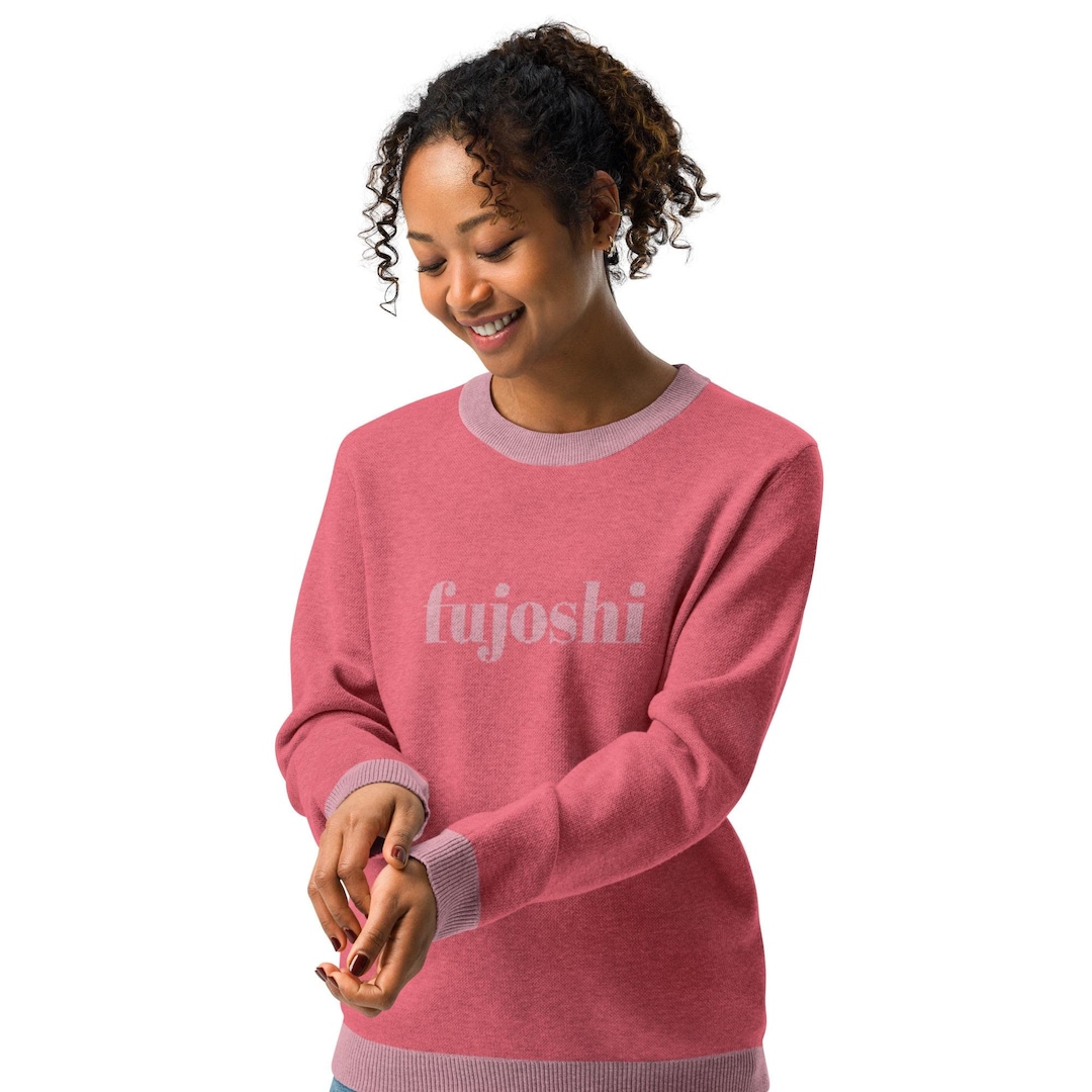 Fujoshi Sweater | Pink Knitted Crewneck Sweater | Gift for Yaoi ...