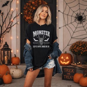 Momster Halloween Shirt, Funny Mom Sleep Myth Snacks Life Tee