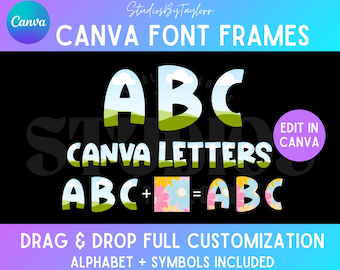 Retro Canva Frame Font: Bold Fillable Letters (Digital Download)