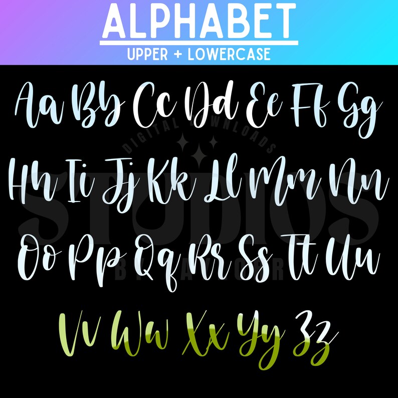 Girly Cursive Canva Font Frame Fill: Script Letters, Numbers, Symbols ...