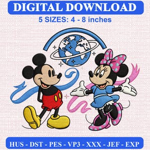 Embroidered Disney Epcot Mickey Machine Embroidery Pattern, Retro Design for Apparel, PES DST JEF VP3 Digital Download
