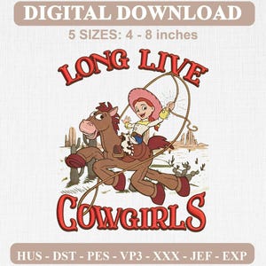 Retro Cowgirl Machine Embroidery Pattern, Apparel Design (Digital Download)