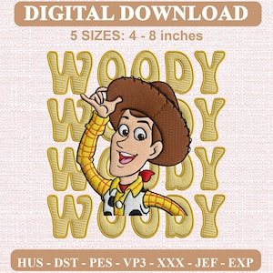 Toy Story Woody Sheriff Embroidery Pattern, Clean Modern Design (Digital Download)