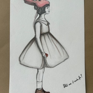 What was I made for? Tableau petite fille, Oeuvre unique signée, univers magique.