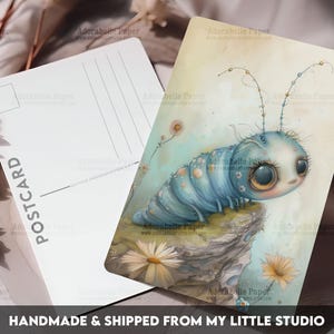 Postcard Print Cute Bug | Caterpillar | Single Postcard | A6 | 4x6 | Glossy finish | Rounded Corners | Penpals | Printed & Shipped | PC580