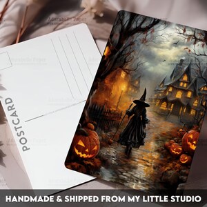 Postcard Print Halloween Witch House| Single Postcard | A6 | 4x6 | Glossy finish | Rounded Corners | Penpals | Printed & Shipped | PC550