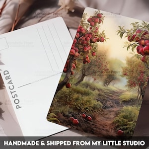 Postcard Print Fall Apple Tree Garden | Single Postcard | A6 | 4x6 | Glossy finish | Rounded Corners | Penpals | Printed & Shipped | PC552
