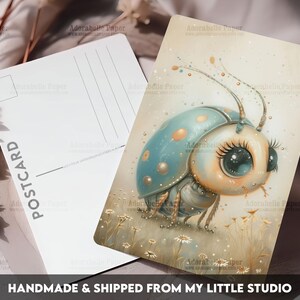 Postcard Print Cute Bug | Ladybug | Single Postcard | A6 | 4x6 | Glossy finish | Rounded Corners | Penpals | Printed & Shipped | PC577