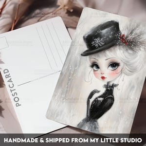 Postcard Print Whimsy Girl Retro Junk Journal | Single Postcard | A6 | 4x6 | Glossy finish | Rounded Corners | Penpals | Printed | PC594