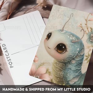 Postcard Print Cute Bug | Caterpillar | Single Postcard | A6 | 4x6 | Glossy finish | Rounded Corners | Penpals | Printed & Shipped | PC578