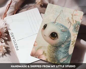Postcard Print Cute Bug | Caterpillar | Single Postcard | A6 | 4x6 | Glossy finish | Rounded Corners | Penpals | Printed & Shipped | PC578