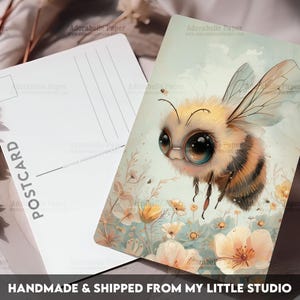 Postcard Print Cute Bug | Bumble Bee | Single Postcard | A6 | 4x6 | Glossy finish | Rounded Corners | Penpals | Printed & Shipped | PC579