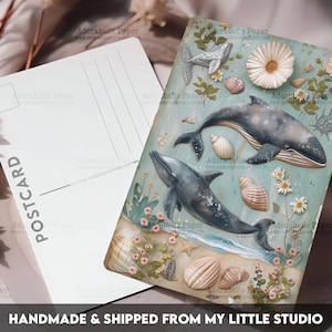 Postcard Print Whales Undersea | Nautical | Single Postcard | A6 | 4x6 | Glossy finish | Rounded Corners | Penpals | Printed | PC511