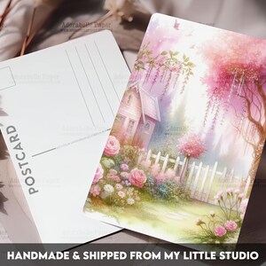 Postcard Print Sakura Garden | Shabby Chic | Single Postcard | A6 | 4x6 | Glossy finish | Rounded Corners | Penpals | Printed | PC505