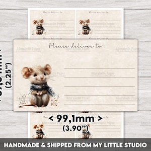 Please deliver to-labels Cute Mouse | PDT | Watercolor | Retro | Brown Beige | Address / Shipping Labels | Penpals | Printed & Shipped