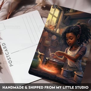 Postcard Print Halloween Witch Girl | Single Postcard | A6 | 4x6 | Glossy finish | Rounded Corners | Penpals | Printed & Shipped | PC562