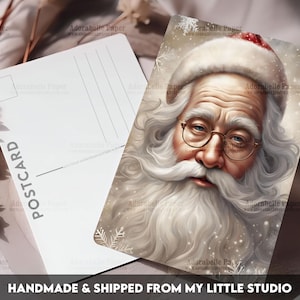 Postcard Print Snowy Christmas Santa Portrait | Single Postcard | A6 | 4x6 | Glossy finish | Rounded Corners | Penpals | Printed | PC617