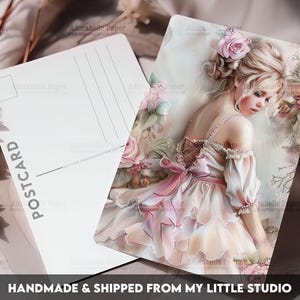 Postcard Print Victorian Girl Shabby Chic | Single Postcard | A6 | 4x6 | Glossy finish | Rounded Corners | Penpals | Printed | PC589