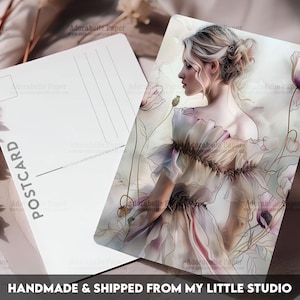 Postcard Print Victorian Girl Shabby Chic | Single Postcard | A6 | 4x6 | Glossy finish | Rounded Corners | Penpals | Printed | PC590