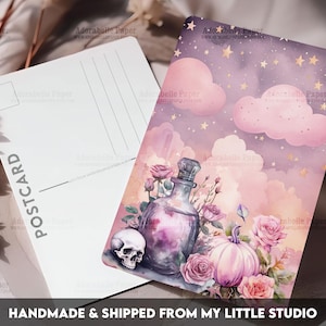 Postcard Print Pink Purple Halloween Potion | Single Postcard | A6 | 4x6 | Glossy finish | Rounded Corners | Penpals | Printed | PC545