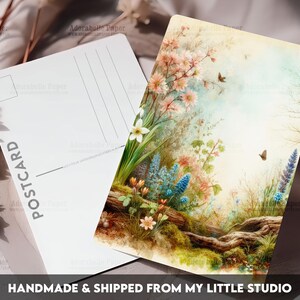 Postcard Print Woodland Spring | Retro | Single Postcard | A6 | 4x6 | Glossy finish | Rounded Corners | Penpals |Printed & Shipped | PC528