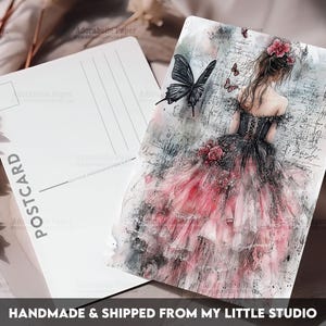 Postcard Print Victorian Girl Junk Journal | Single Postcard | A6 | 4x6 | Glossy finish | Rounded Corners | Penpals | Printed | PC601
