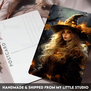 Postcard Print Halloween Witch Art | Single Postcard | A6 | 4x6 | Glossy finish | Rounded Corners | Penpals | Printed & Shipped | PC555