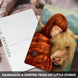 Postcard Print Animal Lover | Highland Cow | Single Postcard | A6 | 4x6 | Glossy finish | Rounded Corners | Penpals | Printed | PC570